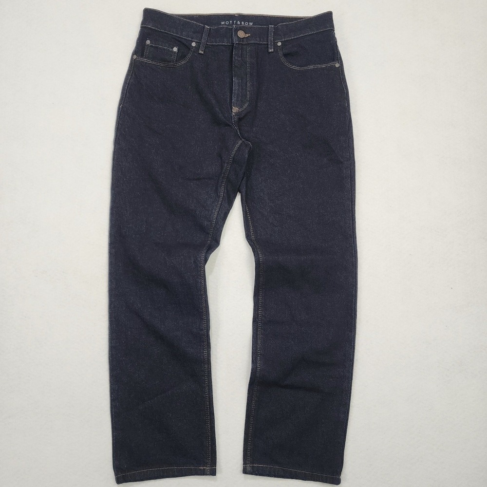 Mott & Bow Jeans Mens 33x30 Blue Denim Cotton Dark Wash Mid Rise Straight Leg